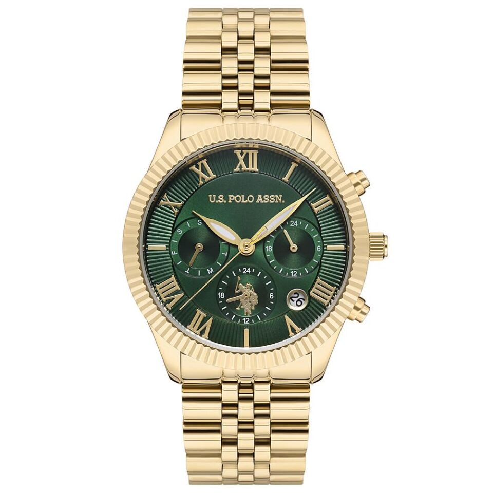 U.S. Polo Assn. USPA2040-05 Quartz Çelik Altın Rengi Yeşil Kadran 38 mm Kadın Kol Saati