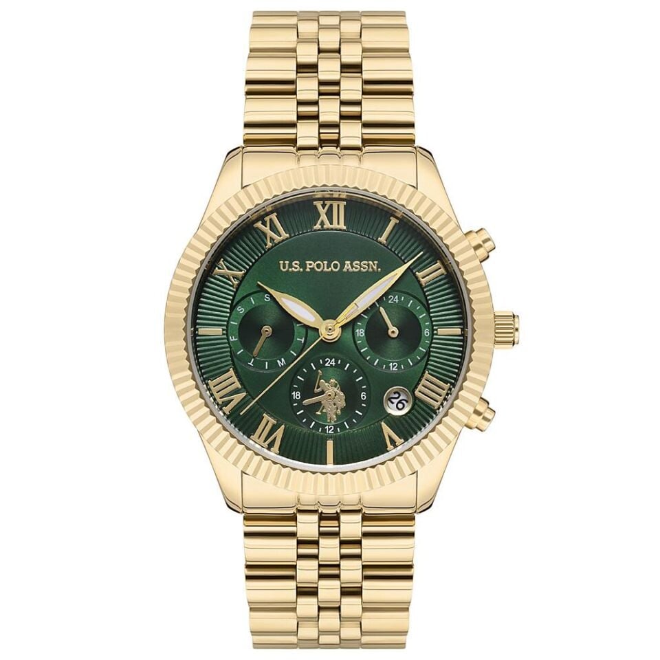 U.S. Polo Assn. USPA2040-05 Quartz Çelik Altın Rengi Yeşil Kadran 38 mm Kadın Kol Saati