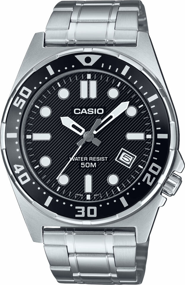 Casio MTD-135D-1AVDF Quartz Çelik Gri Siyah Kadran 44 mm Erkek Kol Saati