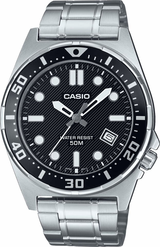 Casio MTD-135D-1AVDF Quartz Çelik Gri Siyah Kadran 44 mm Erkek Kol Saati