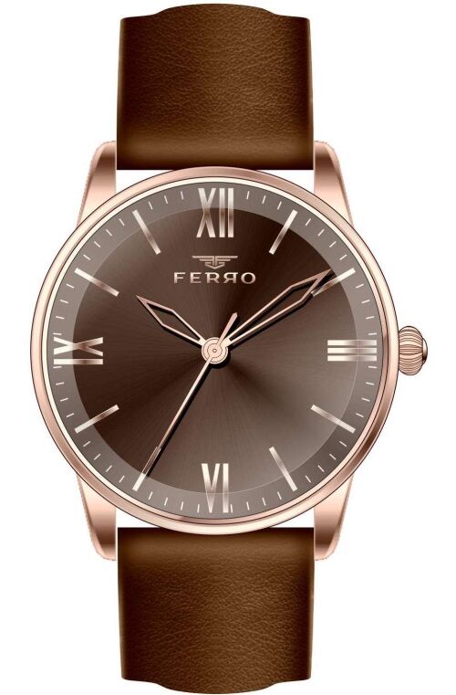 Ferro 34 mm Kahverengi Deri Kordon Kadın Kol Saati F21182B-S F21182B-S