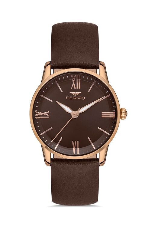 Ferro 34 mm Kahverengi Deri Kordon Kadın Kol Saati F21182B-S F21182B-S