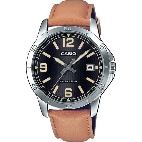 Casio MTP-V004L-1B2UDF Quartz Deri Kahverengi Siyah Kadran 41 mm Erkek Kol Saati