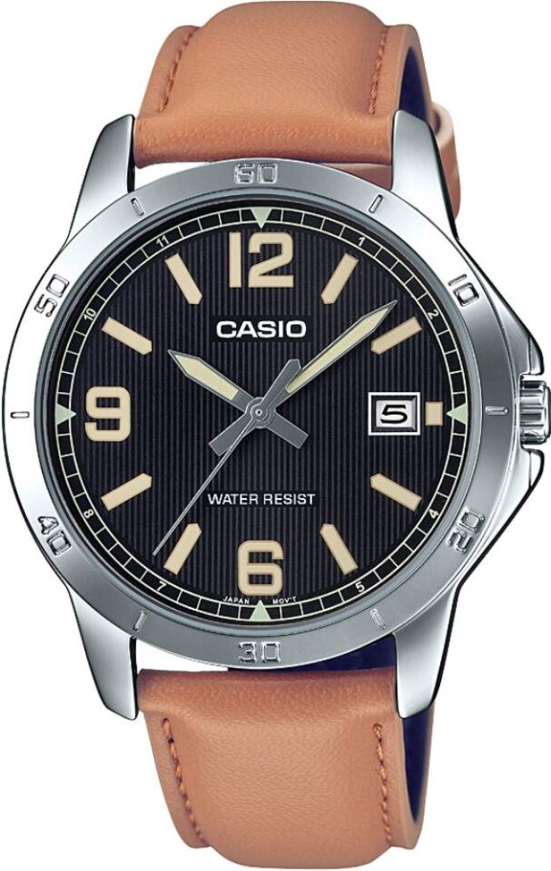 Casio MTP-V004L-1B2UDF Quartz Deri Kahverengi Siyah Kadran 41 mm Erkek Kol Saati