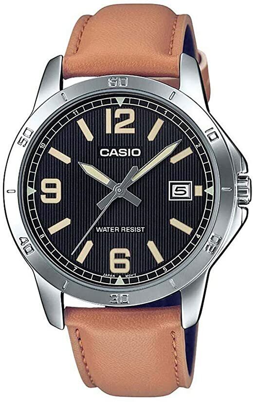 Casio MTP-V004L-1B2UDF Quartz Deri Kahverengi Siyah Kadran 41 mm Erkek Kol Saati
