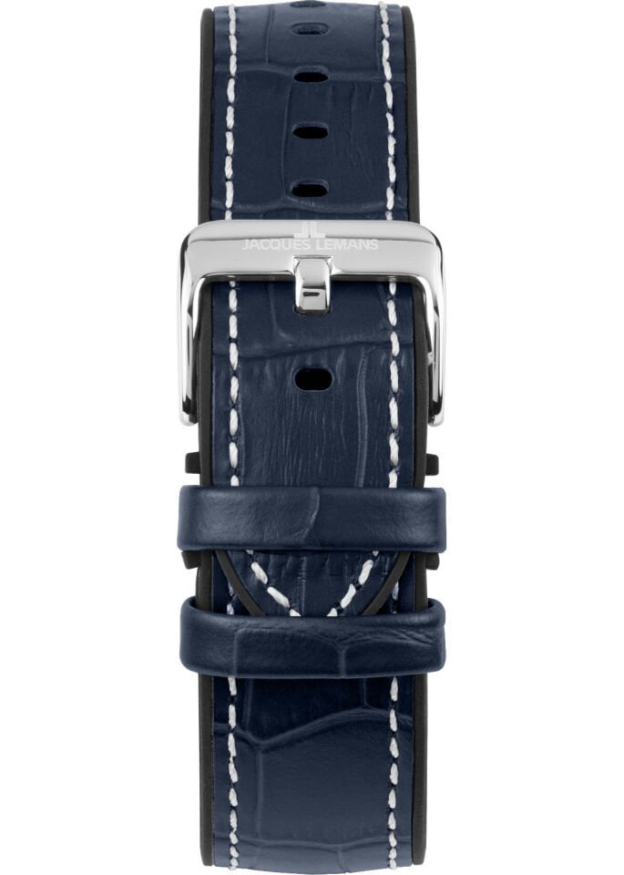 Jacques Lemans JL.1-2205D Quartz Deri Silikon Lacivert Siyah Kadran 20 ATM  41 mm Erkek Kol Saati