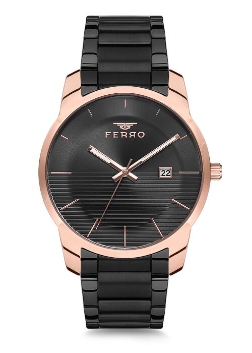 Ferro Siyah Çelik Kordon Erkek Kol Saati F81883A-898-R