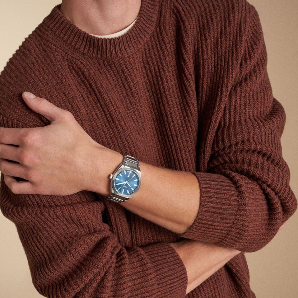 Fossil FFS6054 Quartz Çelik Gri Mavi Kadran 42 mm Erkek Kol Saati