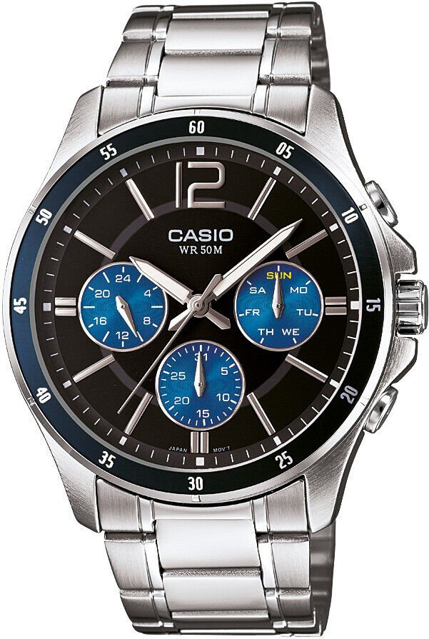 Casio MTP-1374D-2AVDF Quartz Çelik Gri Siyah Kadran 44 mm Erkek Kol Saati