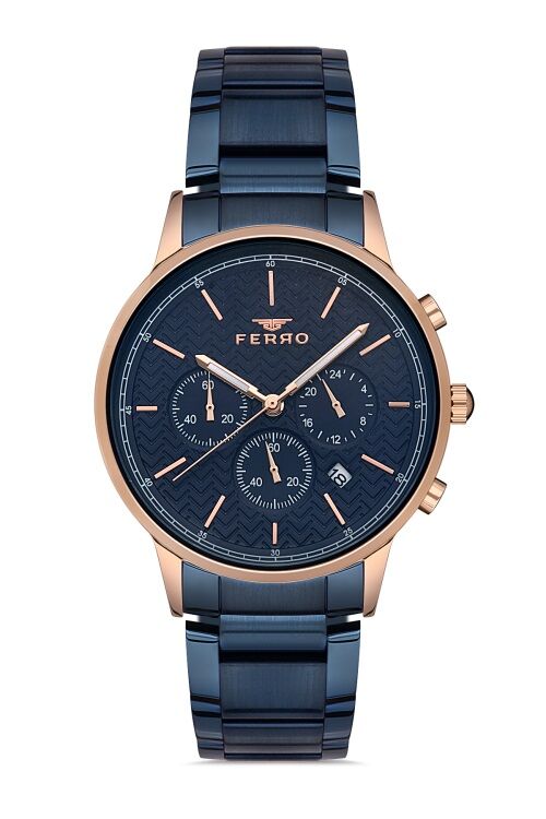 Ferro 43 mm Lacivert Çelik Kordon Erkek Kol Saati FM31151A-T FM31151A-T
