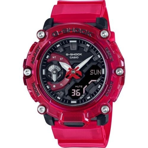 Casio GA-2200SKL-4ADR Quartz Silikon Kırmızı Siyah Kadran 20 ATM 47 mm Erkek Kol Saati