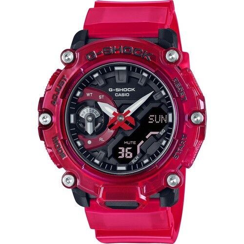 Casio GA-2200SKL-4ADR Quartz Silikon Kırmızı Siyah Kadran 20 ATM 47 mm Erkek Kol Saati