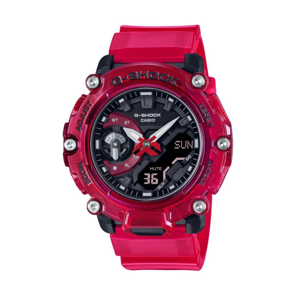 Casio GA-2200SKL-4ADR Quartz Silikon Kırmızı Siyah Kadran 20 ATM 47 mm Erkek Kol Saati