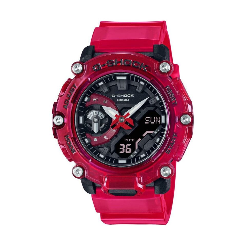 Casio GA-2200SKL-4ADR Quartz Silikon Kırmızı Siyah Kadran 20 ATM 47 mm Erkek Kol Saati