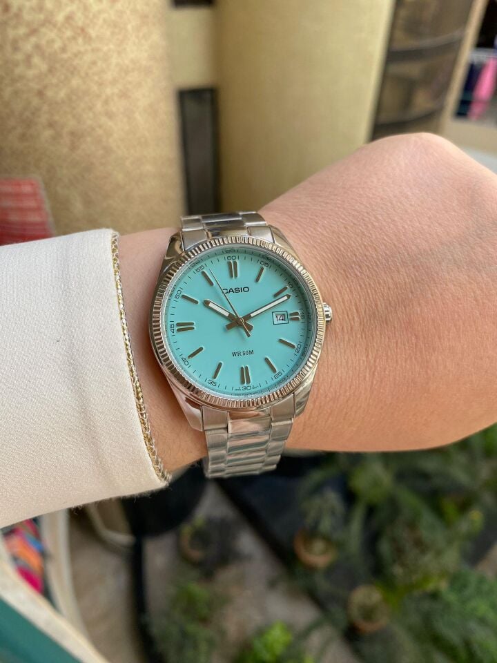 Casio MTP-1302PD-2A2VEF Quartz Çelik Gri Turkuaz Kadran 38.5 mm Erkek Kol Saati