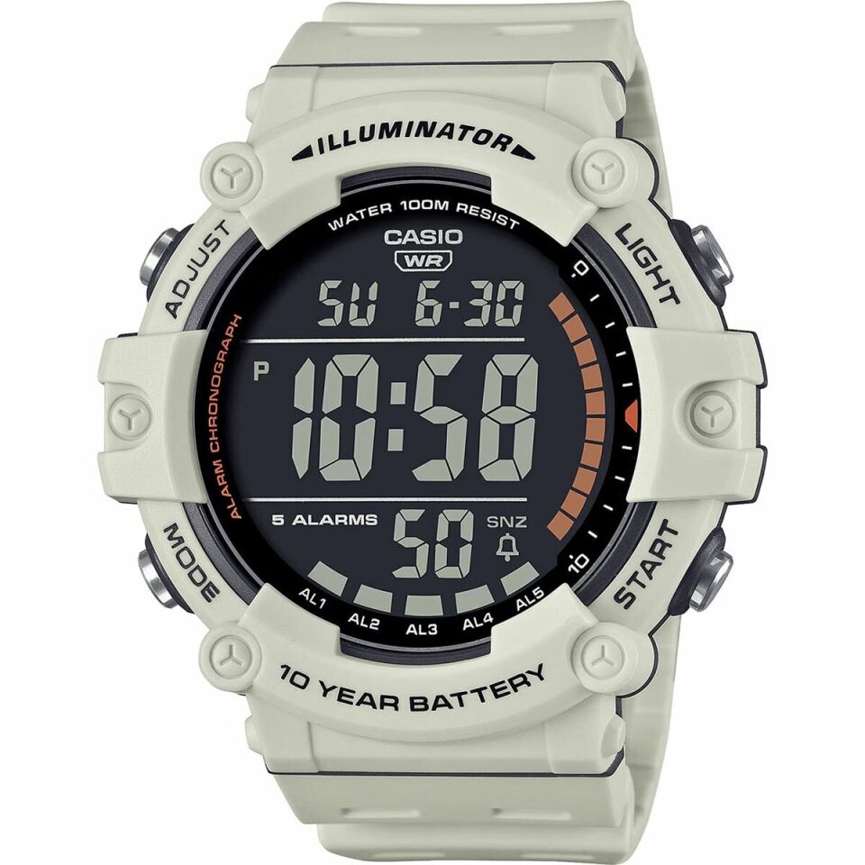 Casio AE-1500WH-8B2VDF Quartz Dijital Silikon Krem 51 mm Erkek Kol Saati