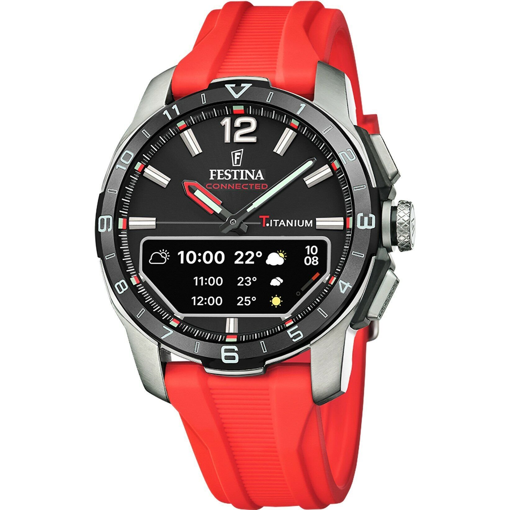 Festina F23000/C Connected Quartz Analog/Dijital Silikon Kırmızı Safir Cam 44 mm Erkek Kol Saati