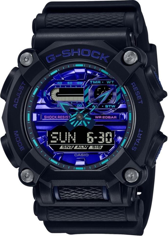 Casio GA-900VB-1ADR Quartz Silikon Siyah 20 ATM 50 mm Erkek Kol Saati