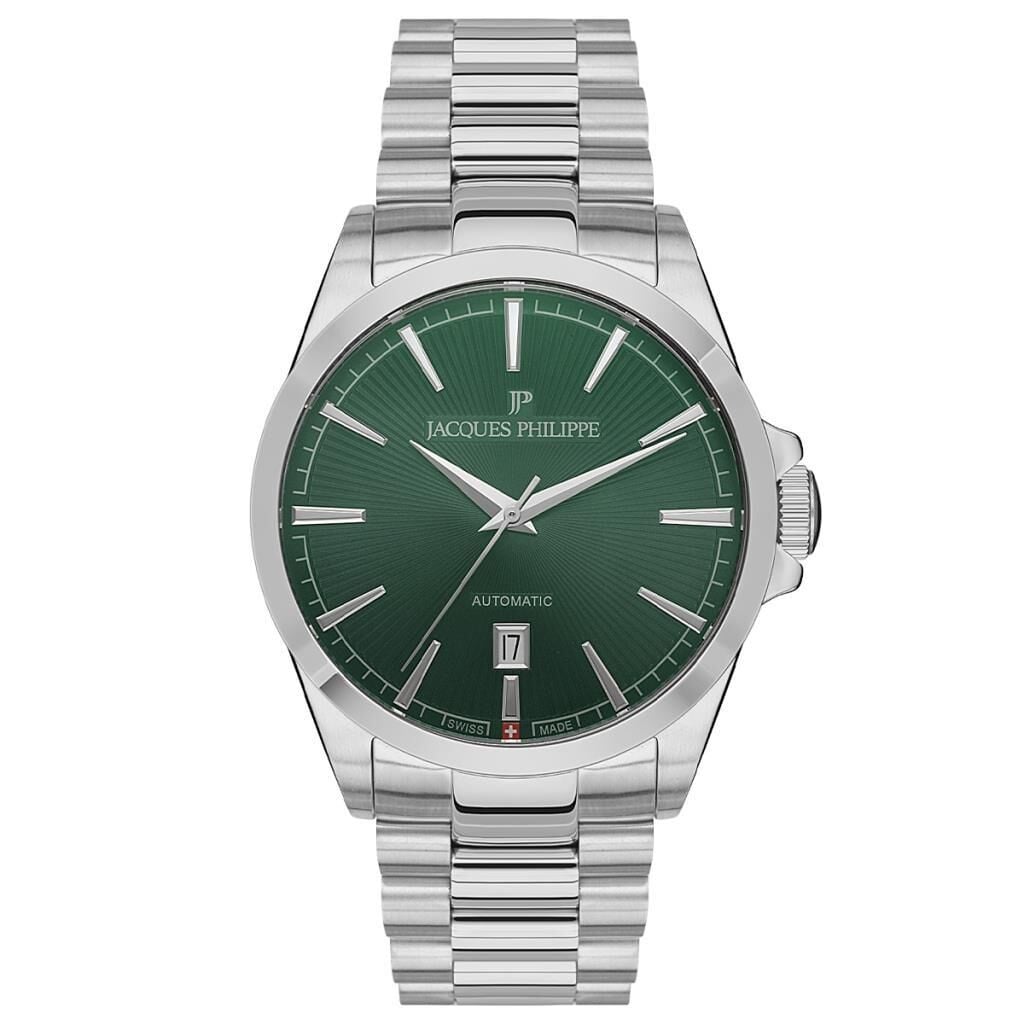 Jacques Philippe JPAGS5513X6 Quartz Swiss Made Çelik Gri Yeşil Kadran Safir Cam 10 ATM 41 mm Erkek Kol Saati