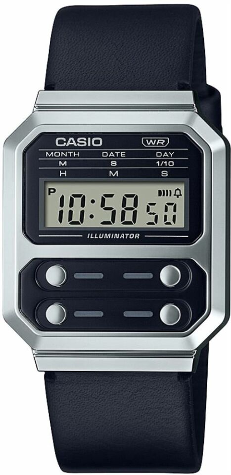 Casio A100WEL-1ADF Retro Quartz Dijital Deri Siyah 33 mm Erkek Kol Saati