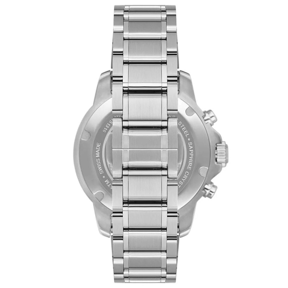 Jacques Philippe JPQGC151316N Swiss Made Quartz Çelik Gri Siyah Kadran Safir Cam 44 mm Erkek Kol Saati