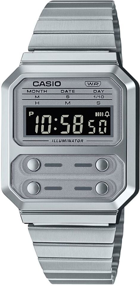 Casio A100WE-7BDF Retro Quartz Çelik Gri 33 mm Erkek Kol Saati