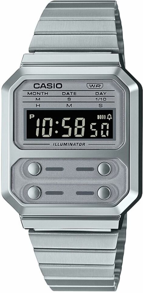 Casio A100WE-7BDF Retro Quartz Çelik Gri 33 mm Erkek Kol Saati