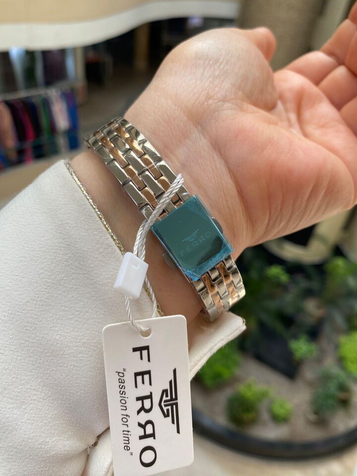 Ferro FL21331A-E Çelik Rose Gold/Metalik Gri 34 mm Kadın Kol Saati