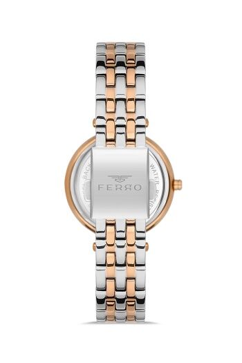 Ferro FL21331A-E Çelik Rose Gold/Metalik Gri 34 mm Kadın Kol Saati