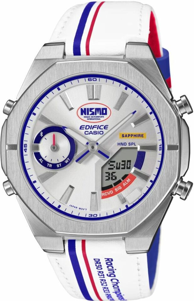 Casio ECB-S10NIS-7ADR Edifice Quartz Deri Beyaz Safir Cam 10 ATM 43 mm Erkek Kol Saati