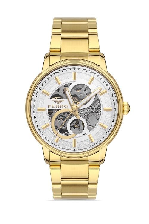Ferro F31399A-B Otomatik Çelik Altın Rengi 44 mm Erkek Kol Saati