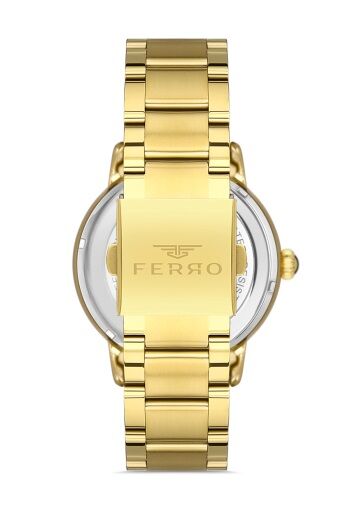 Ferro F31399A-B Otomatik Çelik Altın Rengi 44 mm Erkek Kol Saati