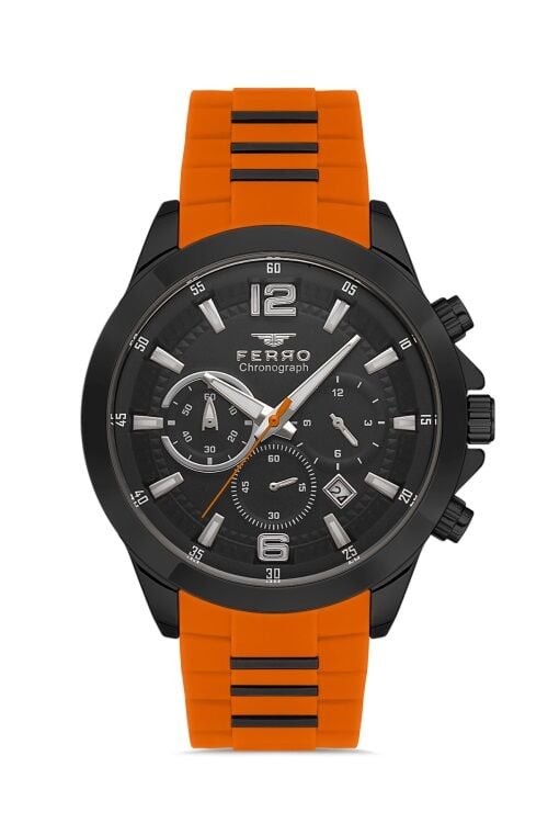 Ferro Turunucu Silikon Kordon Erkek Kol Saati FM31362D-ZL Tüm Fonksiyonlar Aktif 3 ATM Su Geçirmez