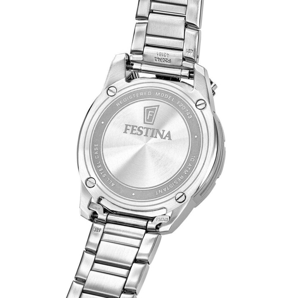 Festina F20743/6 Quartz Kronolu Çelik Gri Siyah Kadran 10 ATM 45 mm Erkek Kol Saati