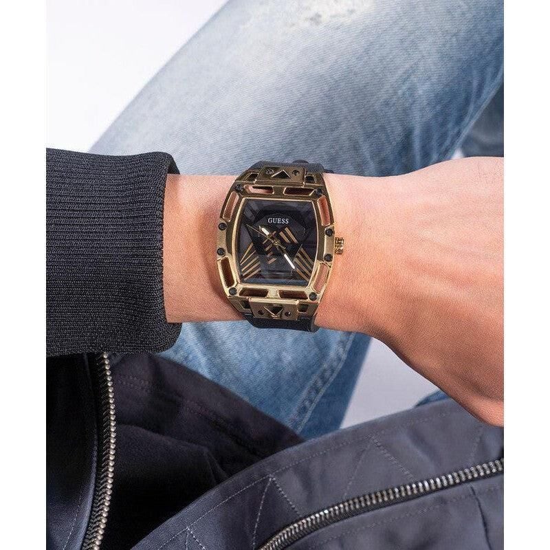 Guess GUGW0500G1 Quartz Deri Siyah Dikdörtgen Kasa 44 mm Erkek Kol Saati