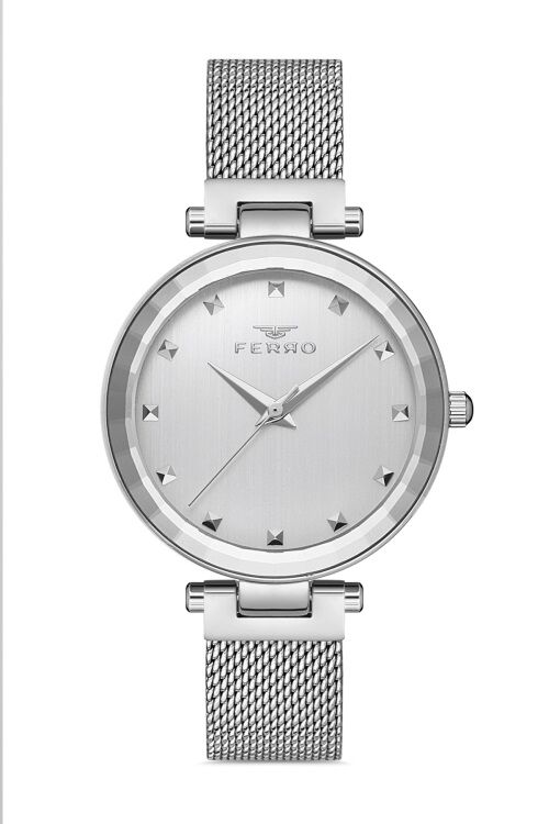 Ferro 38 mm Gümüş Hasır Kordon Kadın Kol Saati F21926C-A F21926C-A