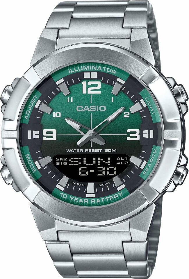 Casio AMW-870DA-3AVDF Quartz Çelik Gri Yeşil Kadran 44 mm Erkek Kol Saati