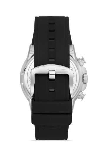 Ferro Quartz Silikon Siyah Kronolu 47 mm Erkek Kol Saati