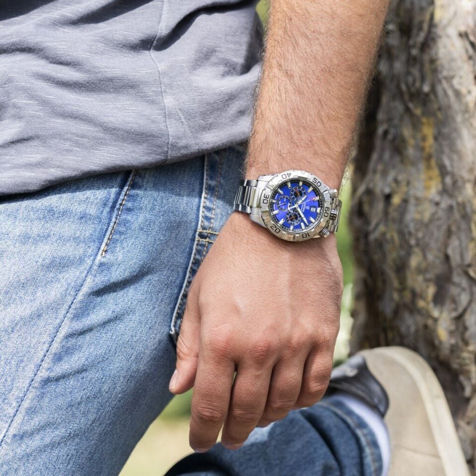 Festina F20743/3 Quartz Chrono Çelik Gri Mavi Kadran 10 ATM 45 mm Erkek Kol Saati