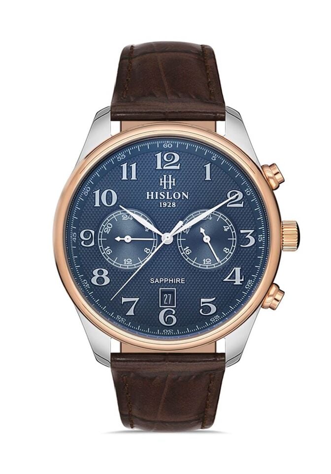 Hislon DT113T-11KR 44 mm Deri Kordonlu Erkek Kol Saati