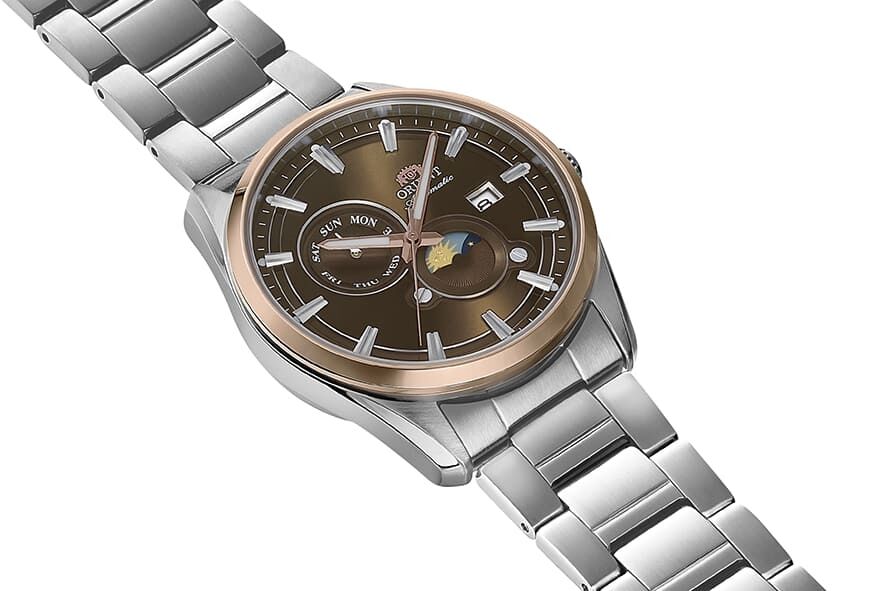 Orient Sun&Moon RA-AK0313Y30B Kurmalı Otomatik Çelik Gri Kahverengi Kadran Safir Cam 42 mm Erkek Kol Saati
