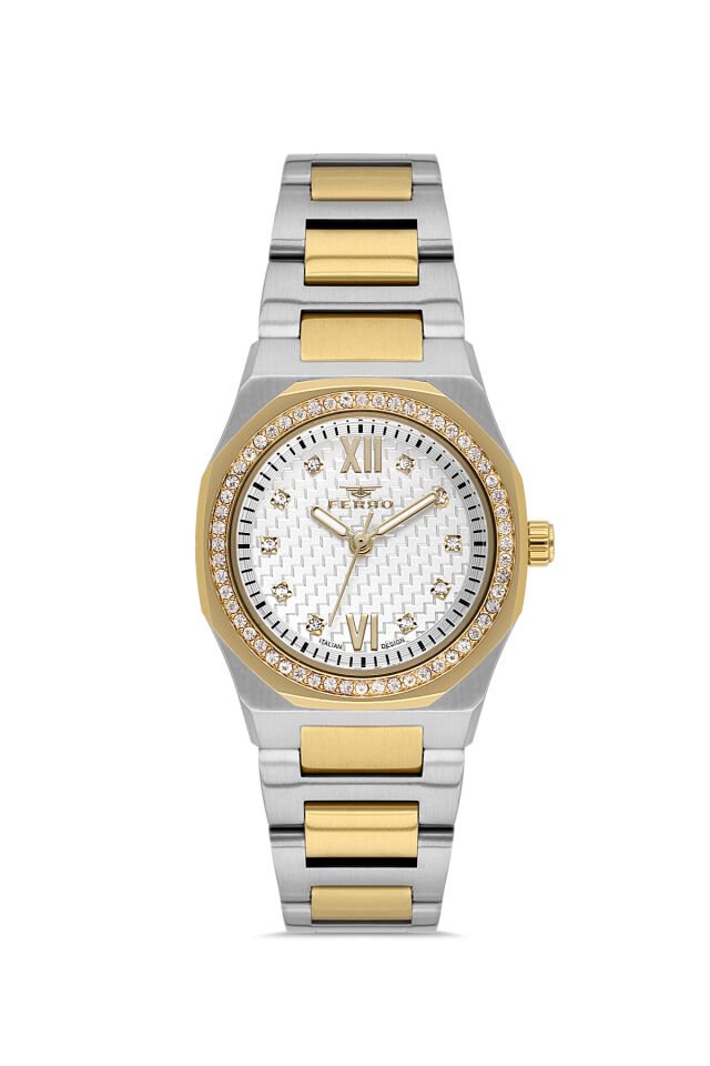 Ferro FL21616AWT-D Quartz Çelik Altın/Gri 27 mm Kadın Kol Saati