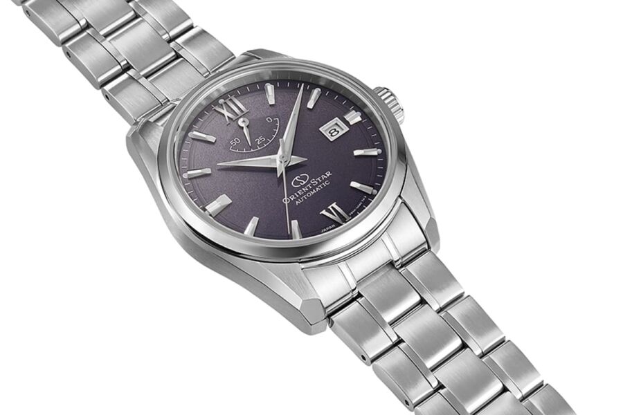 Orient Star RE-AU0112V00B Kurmalı Otomatik Çelik Gri Mor Kadran Safir Cam  10 ATM 39 mm Erkek Kol Saati
