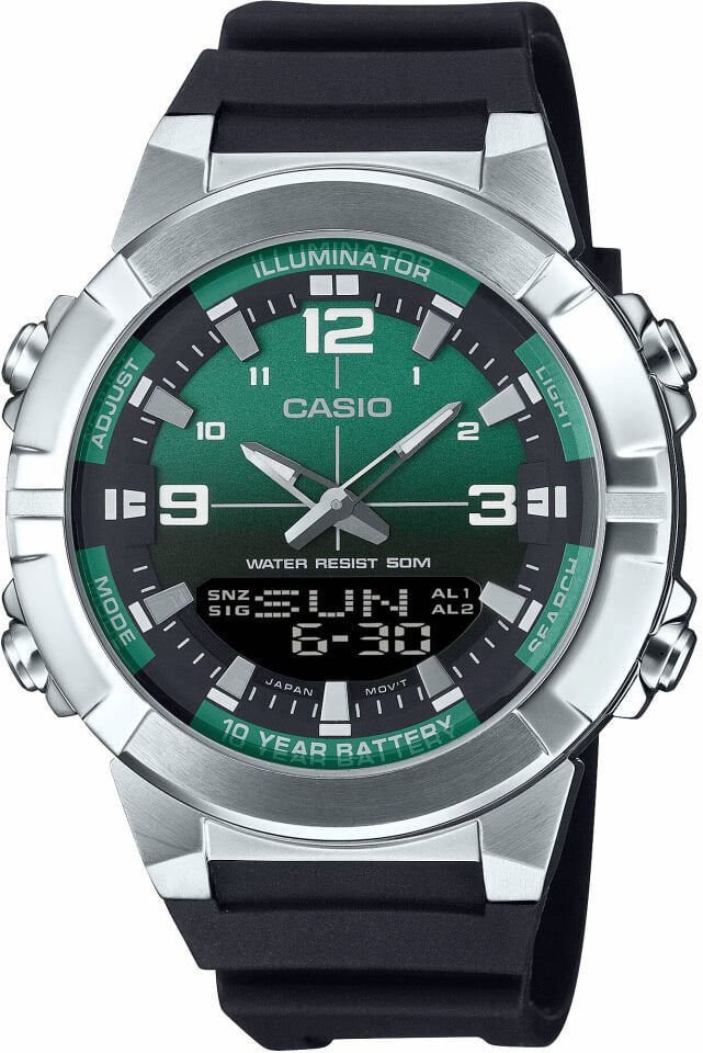 Casio AMW-870A-3AVDF Quartz Silikon Siyah Yeşil Kadran 44 mm Erkek Kol Saati