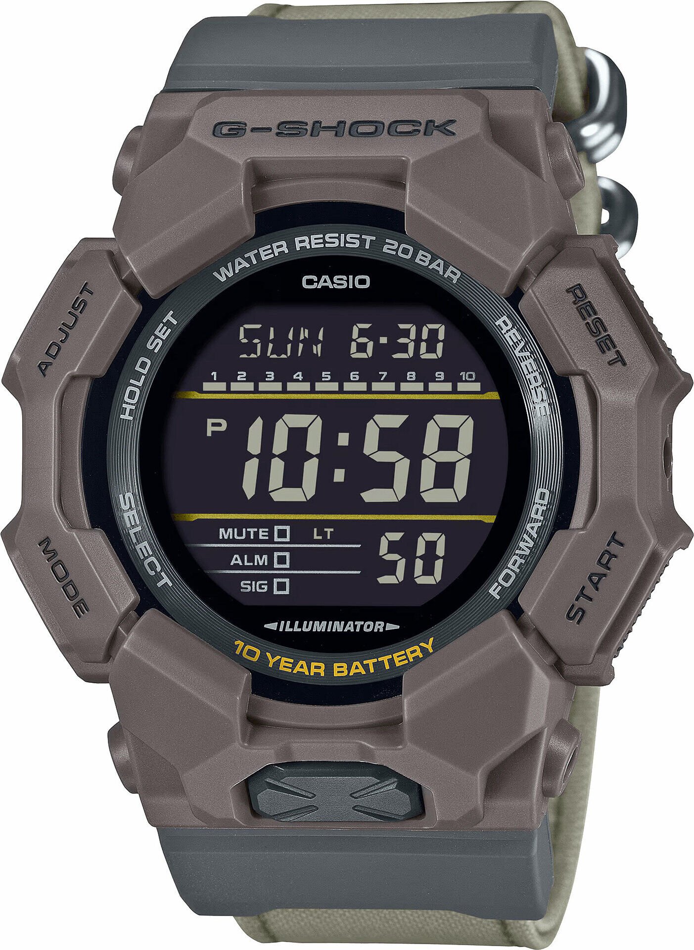 Casio Carbon GD-010CE-5DR Quartz Dijital Silikon Kahve 20 ATM 52 mm Erkek Kol Saati