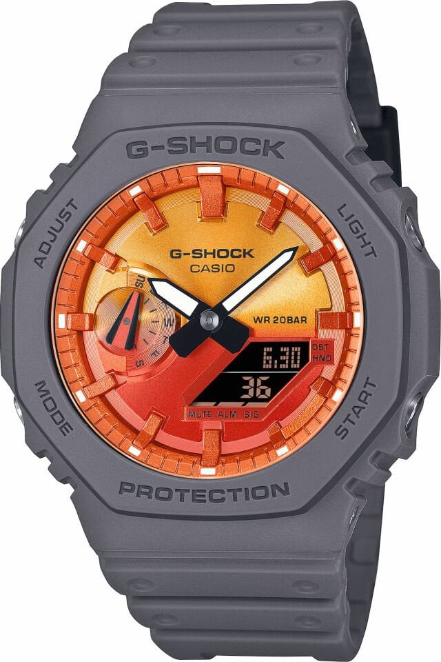Casio GA-2100FL-8ADR Quartz Dijital Silikon Siyah 20 ATM 46 mm Erkek Kol Saati