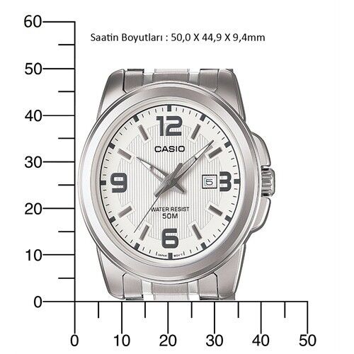 Casio MTP-1314D-7AVDF Quartz Çelik Gri Beyaz Kadran 45 mm Erkek Kol Saati