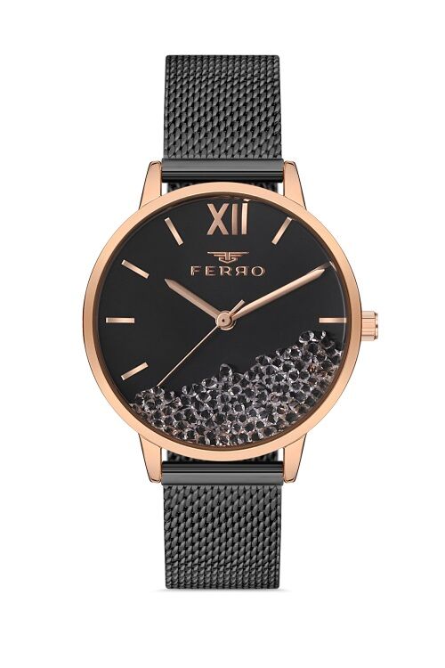 Ferro 32 mm Siyah Hasır Kordon Kadın Kol Saati F21934C-Q F21934C-Q