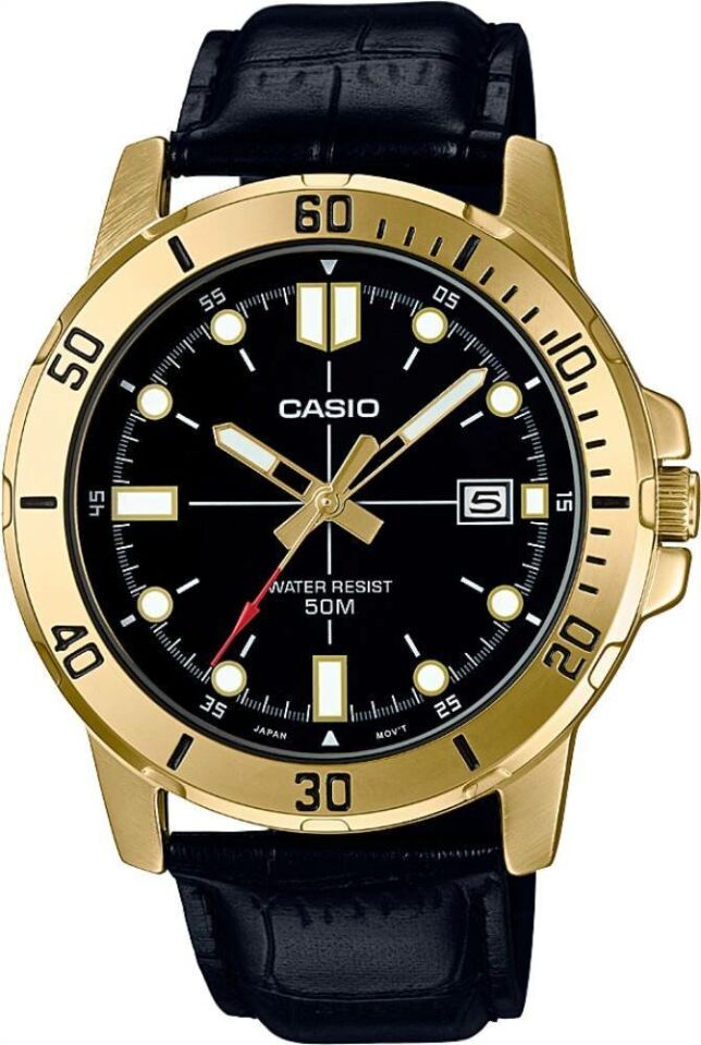 Casio MTP-VD01GL-1EVUDF Quartz Deri Siyah 45 mm Erkek Kol Saati