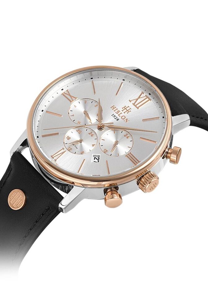 Hislon DT116R-02BR 42 mm Deri Kordonlu Erkek Kol Saati